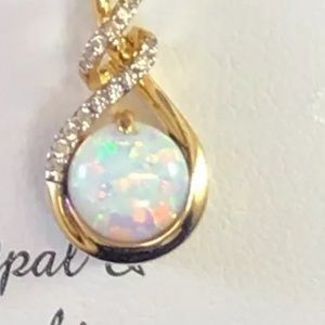 14k rose gold over sterling opal pendant